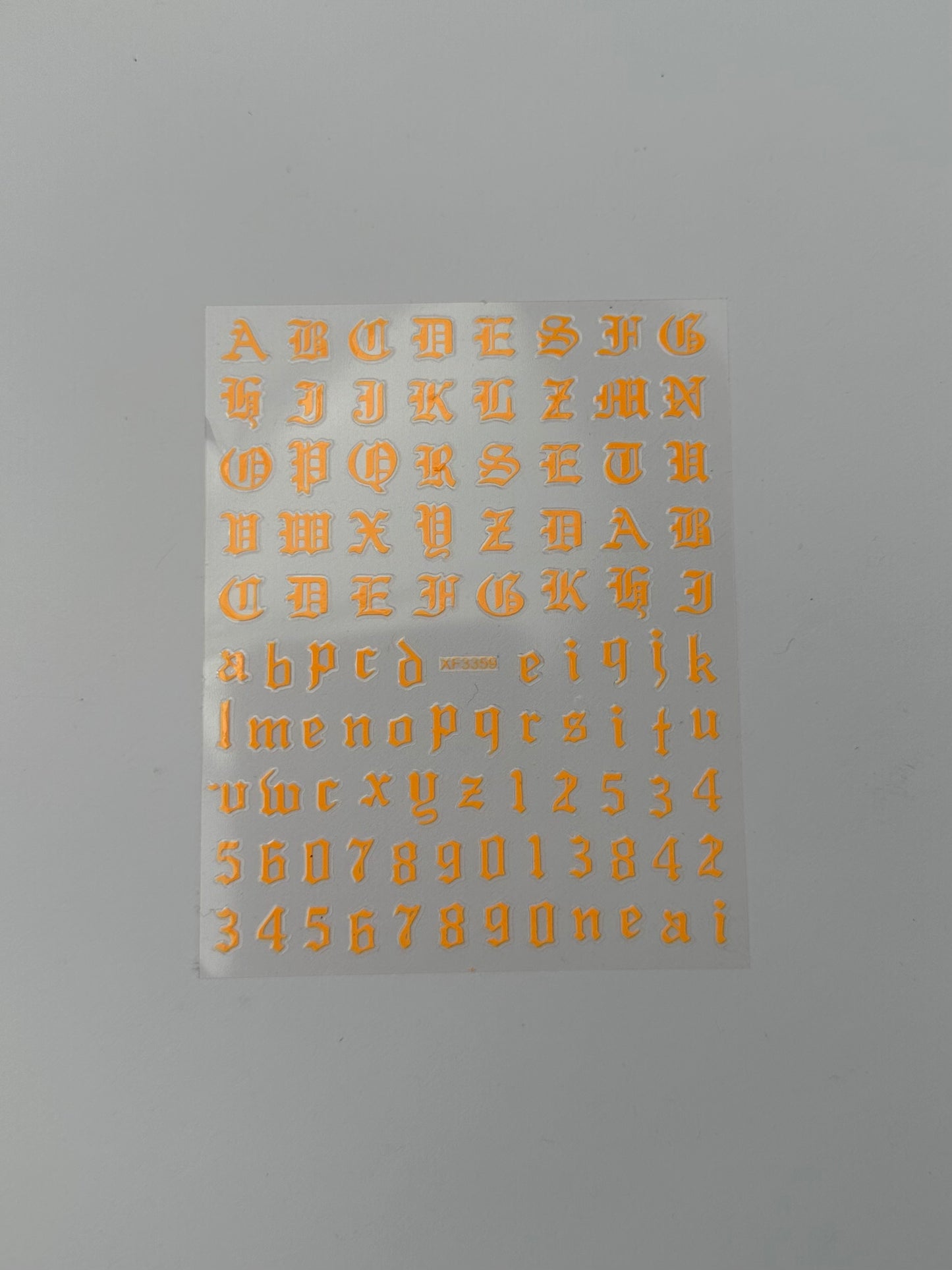 Neon Orange Old English Lettering Stickers