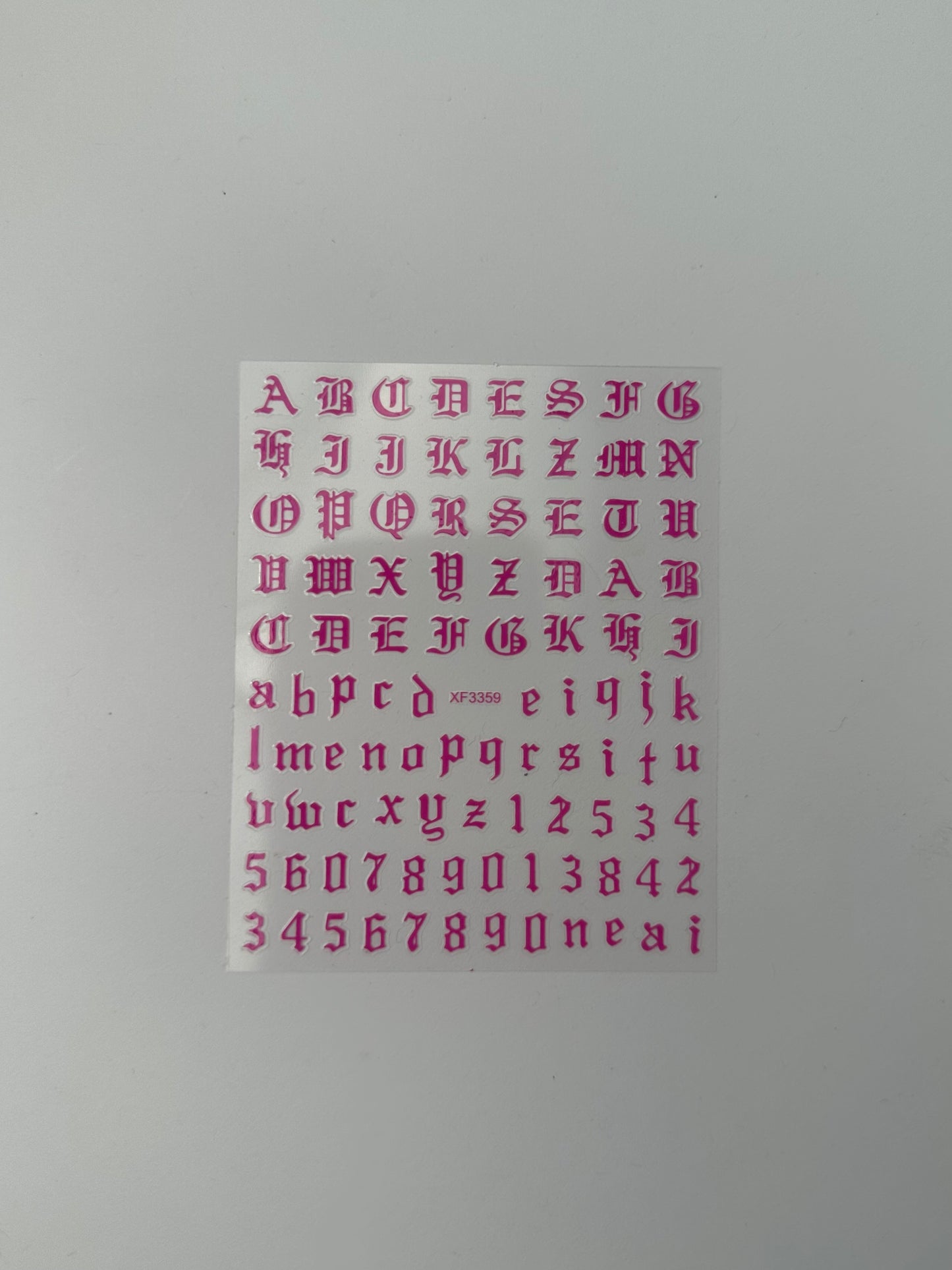 Pink Old English Lettering Stickers