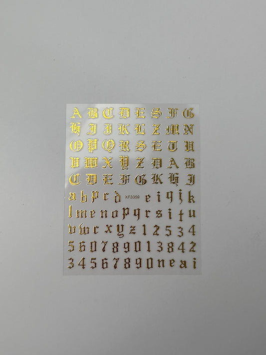 Gold Old English Lettering Stickers